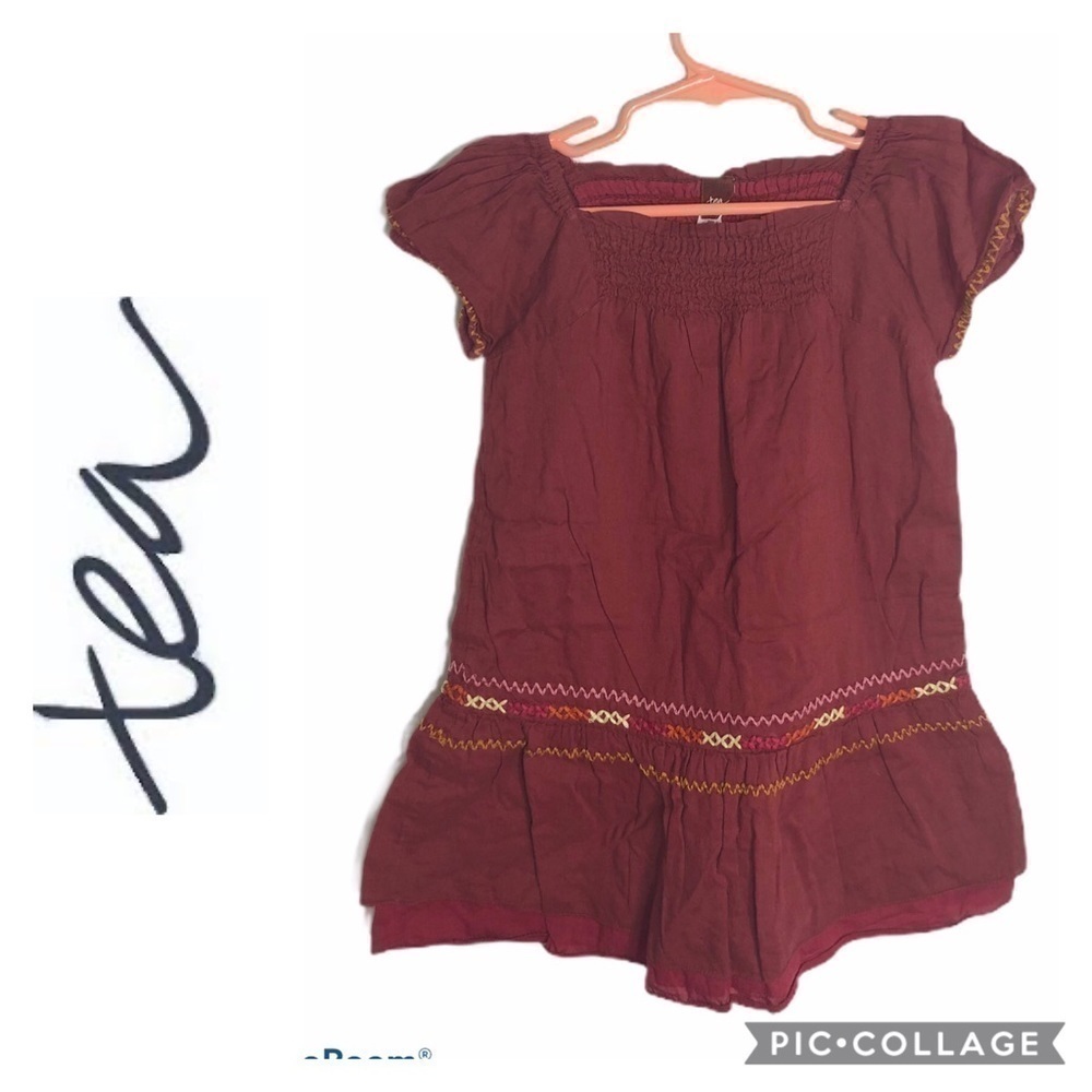 Tea Collection Smocked Rust Color Tunic Dress Girl Size 4